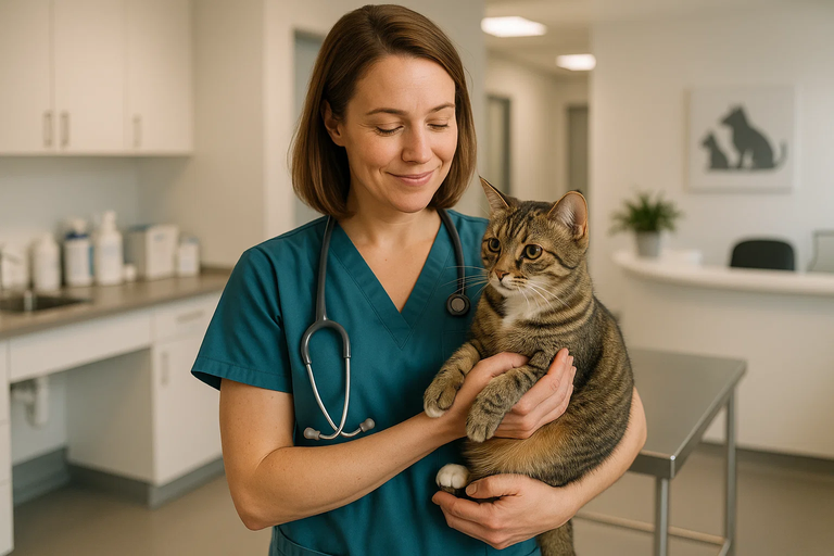 Ветеринар с котом